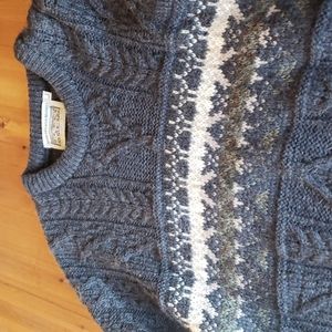 Aran Island New Cable Knit Wool Swester Large C: 46"; L: 28" From Ireland